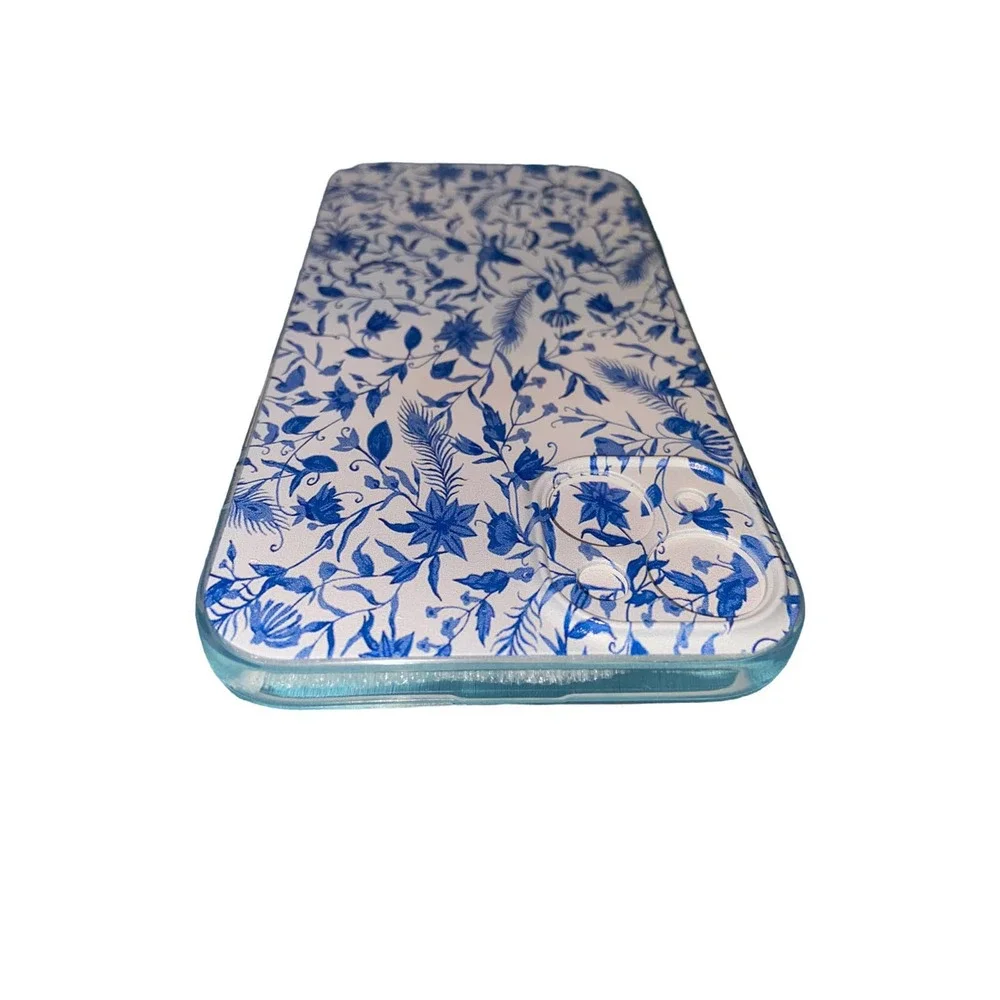 Iphone 14 plus , Festas floral blue watercolor case